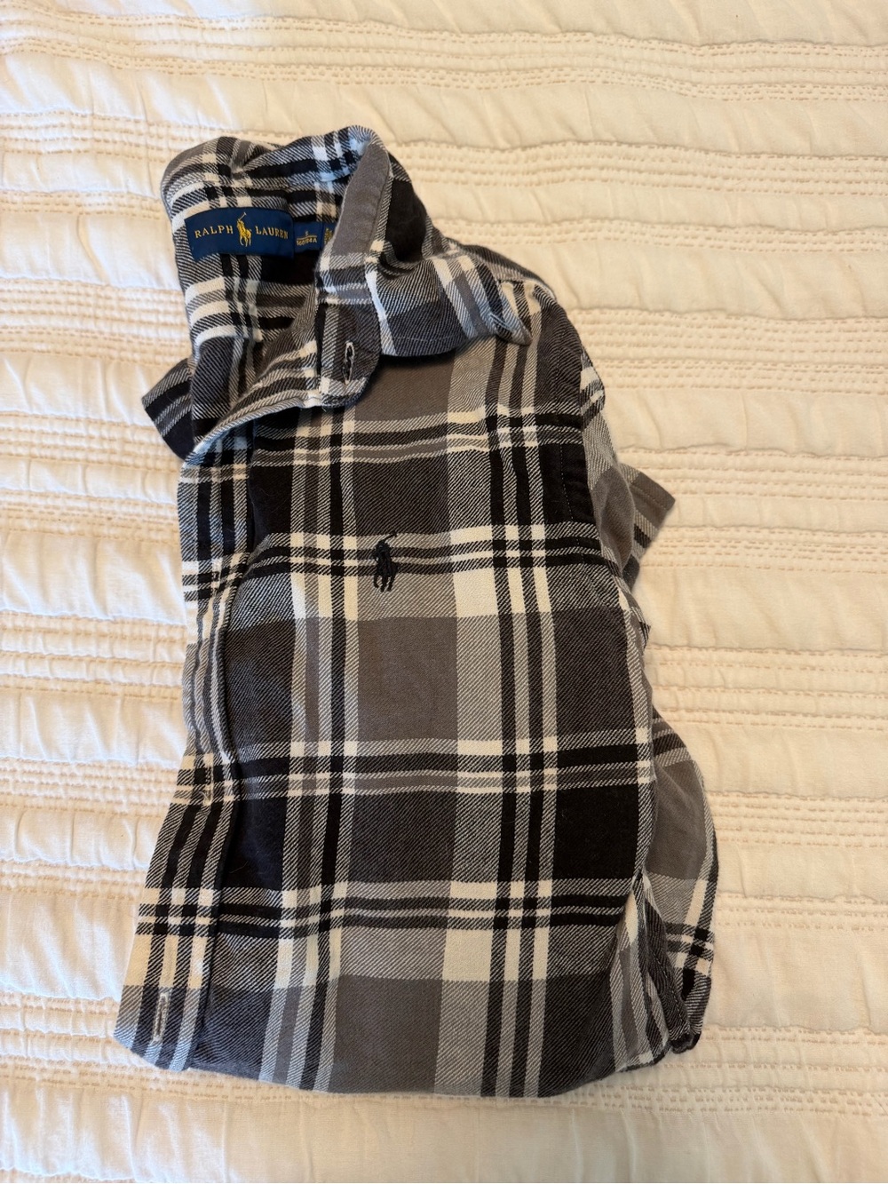 Ralph Lauren Black, Gray & White Plaid Button-Down Shirt